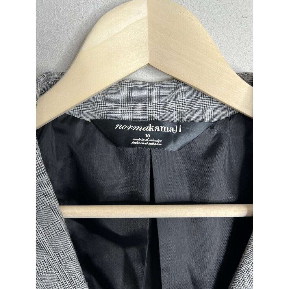 Norma Kamali Glen Plaid Single Breasted Blazer Size 10 Classic Preppy - Picture 6 of 6